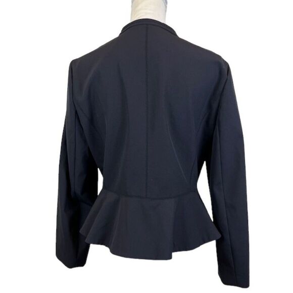 Rebecca Taylor Ava Peplum Jacket Zipper Front Scuba Black Size 14 - Picture 5 of 13